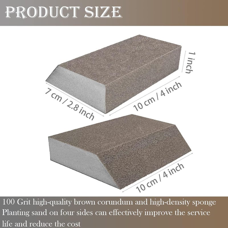 SACKORANGE 4 Pack 220 Grit Single Angle Sponge Sanding Block, Washable and Reusable Sanderpaper Hand Sanding Sponge for Wood Drywall Metal Home Sanding - Image 2